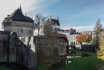 Castle of the Dukes of Brittany on a sunny day in Nantes France.
