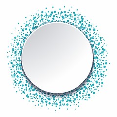 Round background with blue dots on white background.