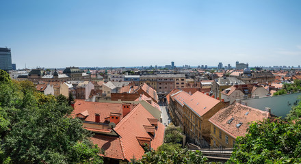 Fototapeta na wymiar Large panoramic view on old town of Zagreb, Croatia