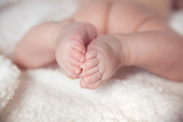 feet of baby on a light background