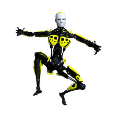 3D Rendering Male Robot on White