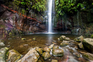 Fototapeta na wymiar Landscape of madeira island - 25 fontes waterfall