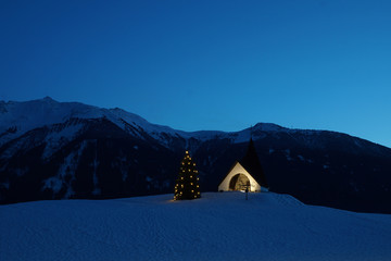 Romantic chapel at Christmas time    
