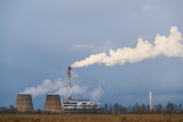 Industrial landscape. Power industry. Termal Power Plant