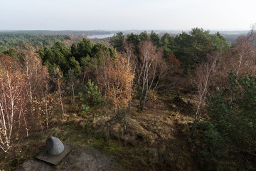 The view from the observation deck on a memorial stone with the inscription 