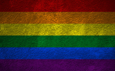 LGBT civil rights rainbow flag painted on grunge wall. Copy space for text or graphic. Concept for gay civil rights, same sex marriages, gender neutrality, homophobia, lgbt community