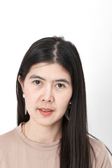 Fototapeta premium Closeup young woman smiling face with clean skin