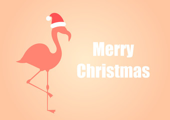 Christmas card with flamingo