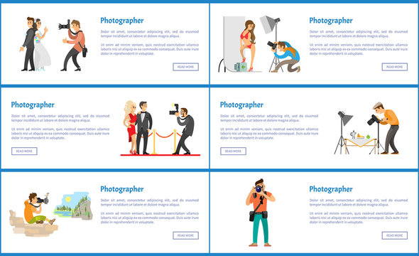 Photographer Profession and Hobby Web Banners Set