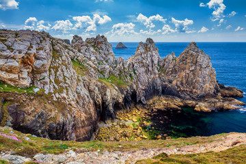 Pointe du Pen-Hir on the Crozon peninsula, Finistere department, Camaret-sur-Mer, Parc naturel...