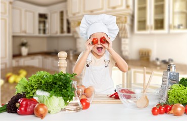 Little girl preparing healthy foods