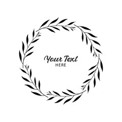 Fototapeta premium floral circle frame Simple wedding wreath vector hand drawn illustration