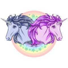 Obraz na płótnie Canvas Rainbow unicorns. 