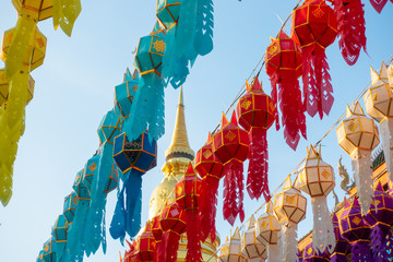 Beautiful lanterns in the lantern festival in Thailand