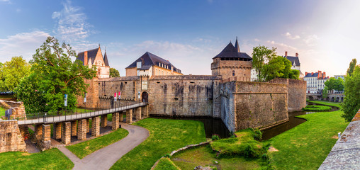 Castle of the Dukes of Brittany (Chateau des Ducs de Bretagne) in Nantes, France - obrazy, fototapety, plakaty