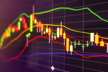 Stock market graph on LED screen background