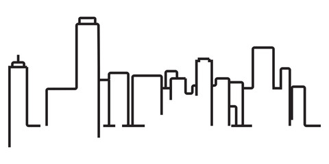 continuous line drawing of modern city skyline