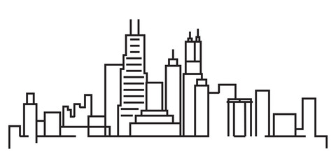 Obraz premium continuous line drawing of modern city skyline