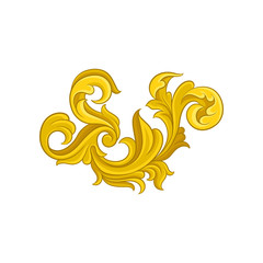 Luxurious baroque ornament. Golden floral pattern. Decorative vector element for postcard or wedding invitation