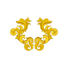 Golden baroque ornament. Luxurious pattern in antique style. Elegant floral arabesque. Decorative vector element