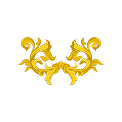 Vintage baroque pattern. Golden floral ornament in Victorian style. Luxurious vector decoration