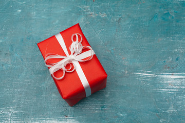 Christmas gift box on tablet
