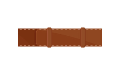 Classic men brown belt. Stylish waistband. Leather accessory. Element of clothing. Flat vector icon