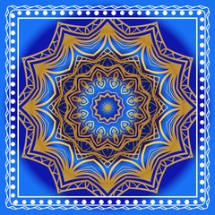 Decorative ornament with mandala decoration. symmetric pattern . For print Bandanna, shawl, tablecloth, fabric fashion, scarf, design