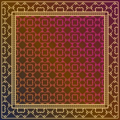 Obraz premium Decorative ornament with geometric decoration. symmetric pattern . For print Bandanna, shawl, tablecloth, fabric fashion, scarf, design