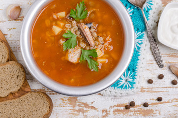 Traditional tomato fish soup