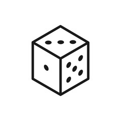 Black isolated outline icon of die on white background. Line Icon of dice.