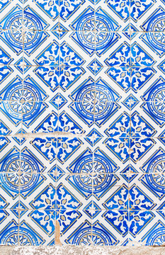Traditional vinage portuguese decorative tiles azulejos