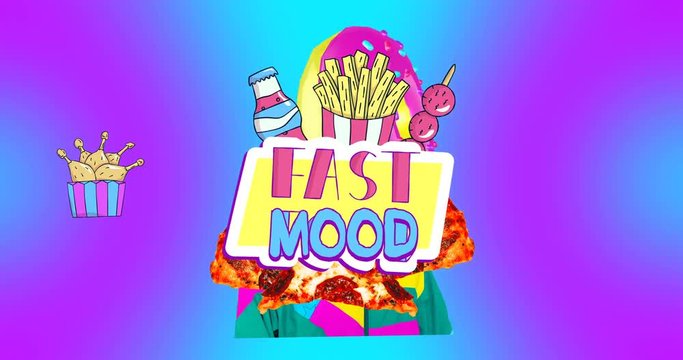Fashion animation design. Collage mix "Fast mood" Fast food concept art