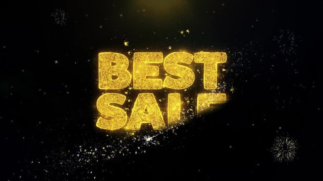 Best Sale Written Gold Glitter Particles Spark Exploding Fireworks Display 4K . Greeting card, Celebration, Party Invitation, calendar, Gift, Events, Message, Holiday, Wishes Festival .
