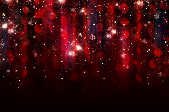 Colorful lights on red background.