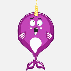 Crazy narwhal character in cartoon style drawing © dima_oris