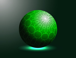 Colored sphere in space. Vector ball with shadow. Bright background. Vector illustration.