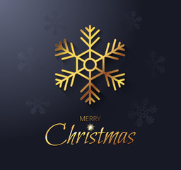 Christmas card with a golden snowflake. Modern vector illustration.