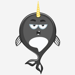 Angry narwhal character in cartoon style drawing © dima_oris