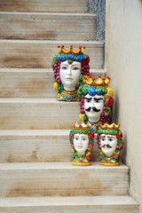 Moorish heads, typical sicilian ceramic heads, maiolica pottery