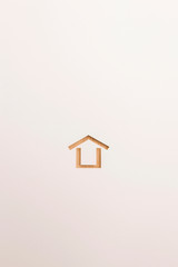 wooden textured   minimal house icon on white background