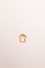 wooden textured   easy house icon on white background