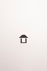 dark brown wooden   easy house icon on white background