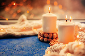 three burning candles