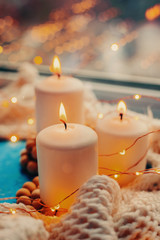 three burning candles