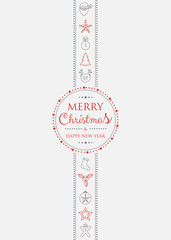 Christmas card with hand drawn decorations. Vector.