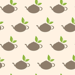 Vector seamless pattern with teapot. Tea background. Can be used for restaurant or cafe menu, design banners, wrapping paper, print on clothes. EPS10.