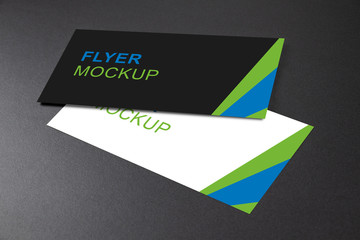 Flyer Mockup on Anthracite Gray Background on Office Desk