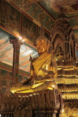 Phnom Penh, Cambodia: Buddha in Wat Phnom, is a Buddhist temple (wat) . It was built in 1372, and...