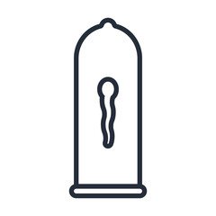 Sperm Condom Sex Protection Contraceptive Flat Line Stroke Icon Pictogram